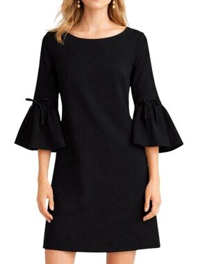 Eliza J Black Bell Sleeve Shift Dress Tie Sleeve Cocktail Dress Size 6